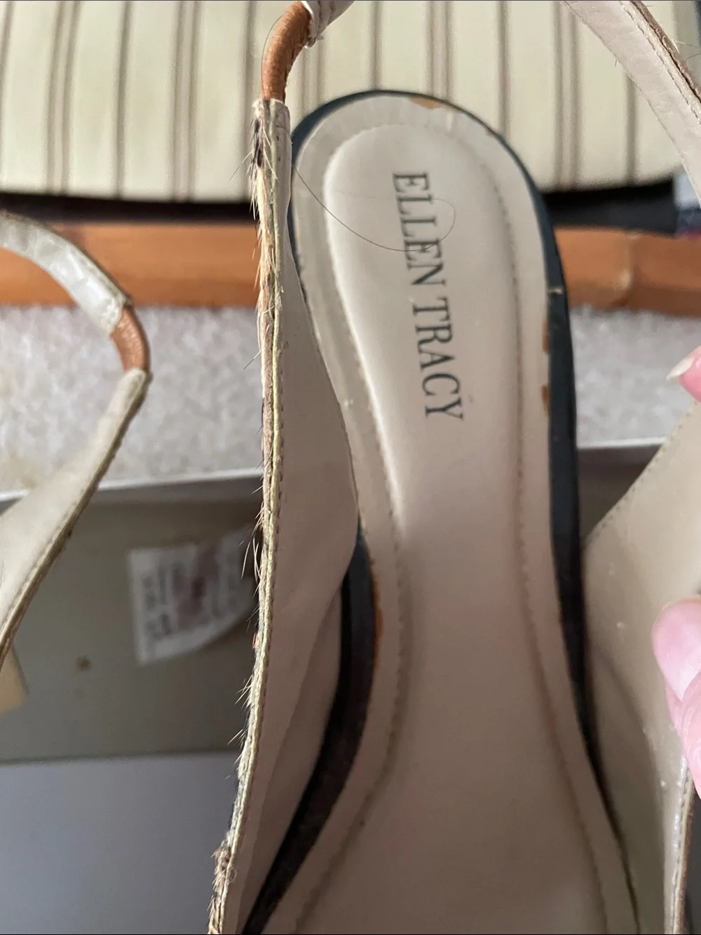Ellen Tracy Leopard Print Slingback Pointed Toe Heels - Tan Accent